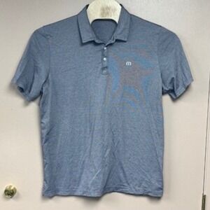 Travis‎ Mathew Mens Blue Striped Polo Golf Shirt Short Sleeve M